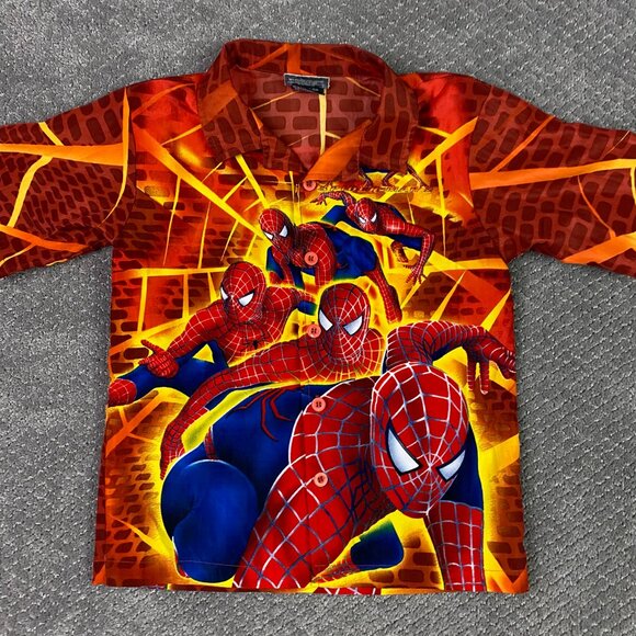 Vintage Spider-Man 2 Shirt Boy's 6X Button Up 2002 Marvel Comics Spiderman 2 - Picture 9 of 9